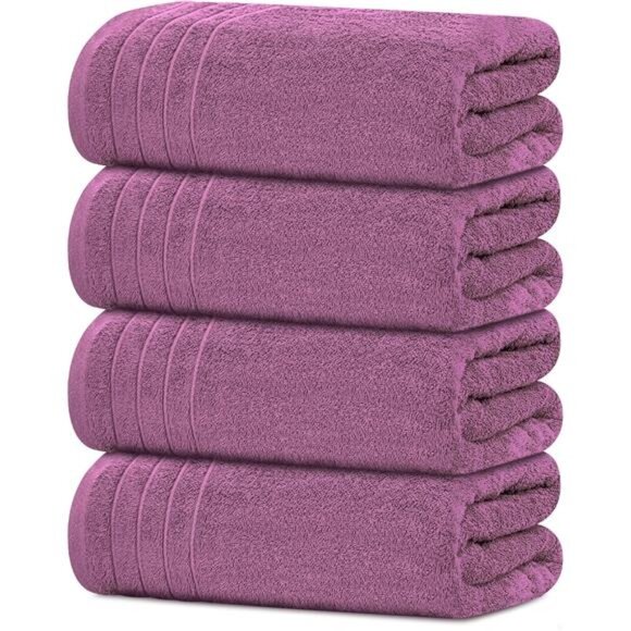 TNew Pack of 4 Extra Large Bath Towels 30 x 60 Inches 100% Cotton